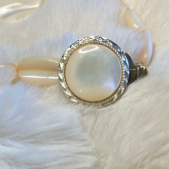 Vintage BALAMUTI Mother of Pearl MOP Necklace/matching earrings. 21”Signed Japan - Picture 1 of 17